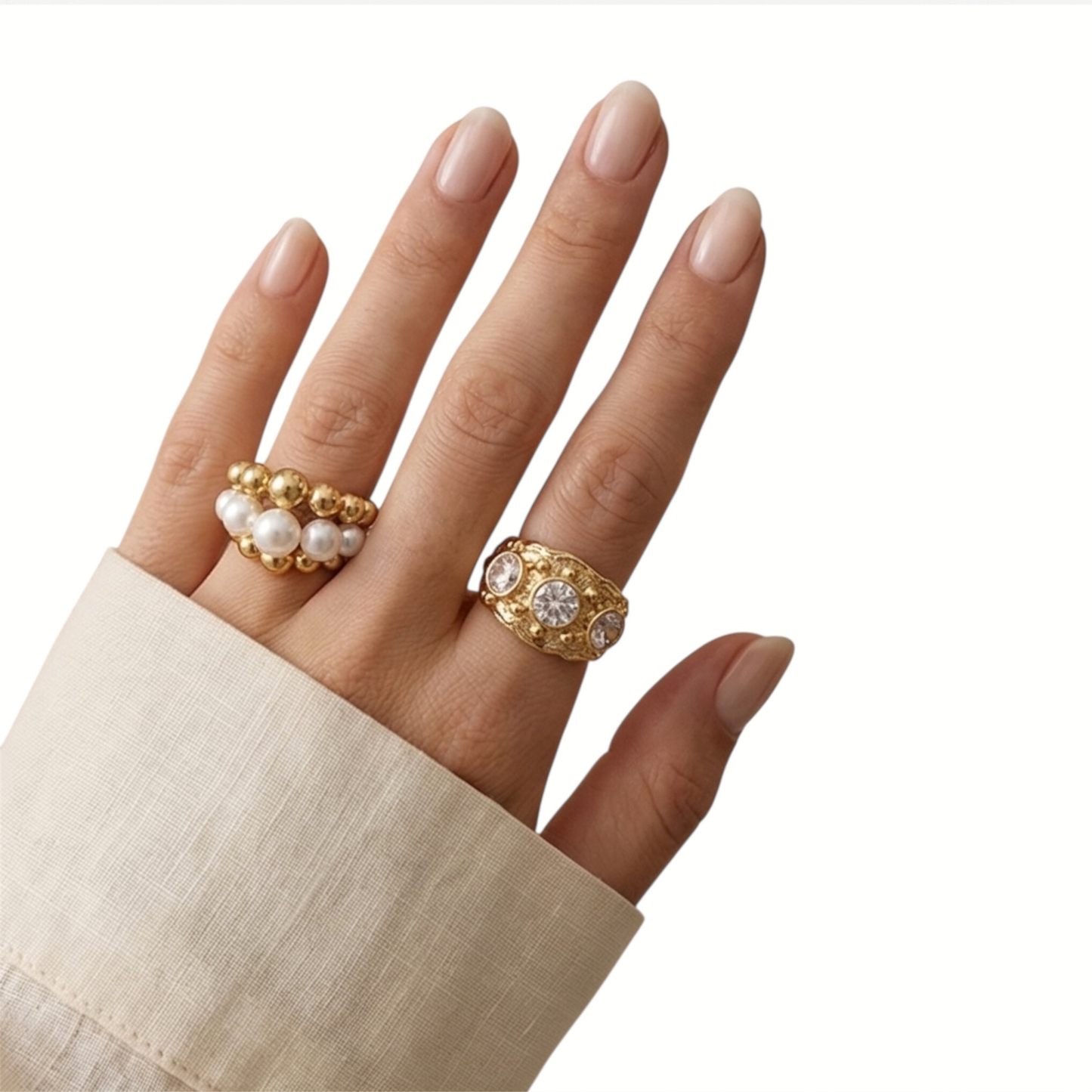 Stainless steel Beaded ring