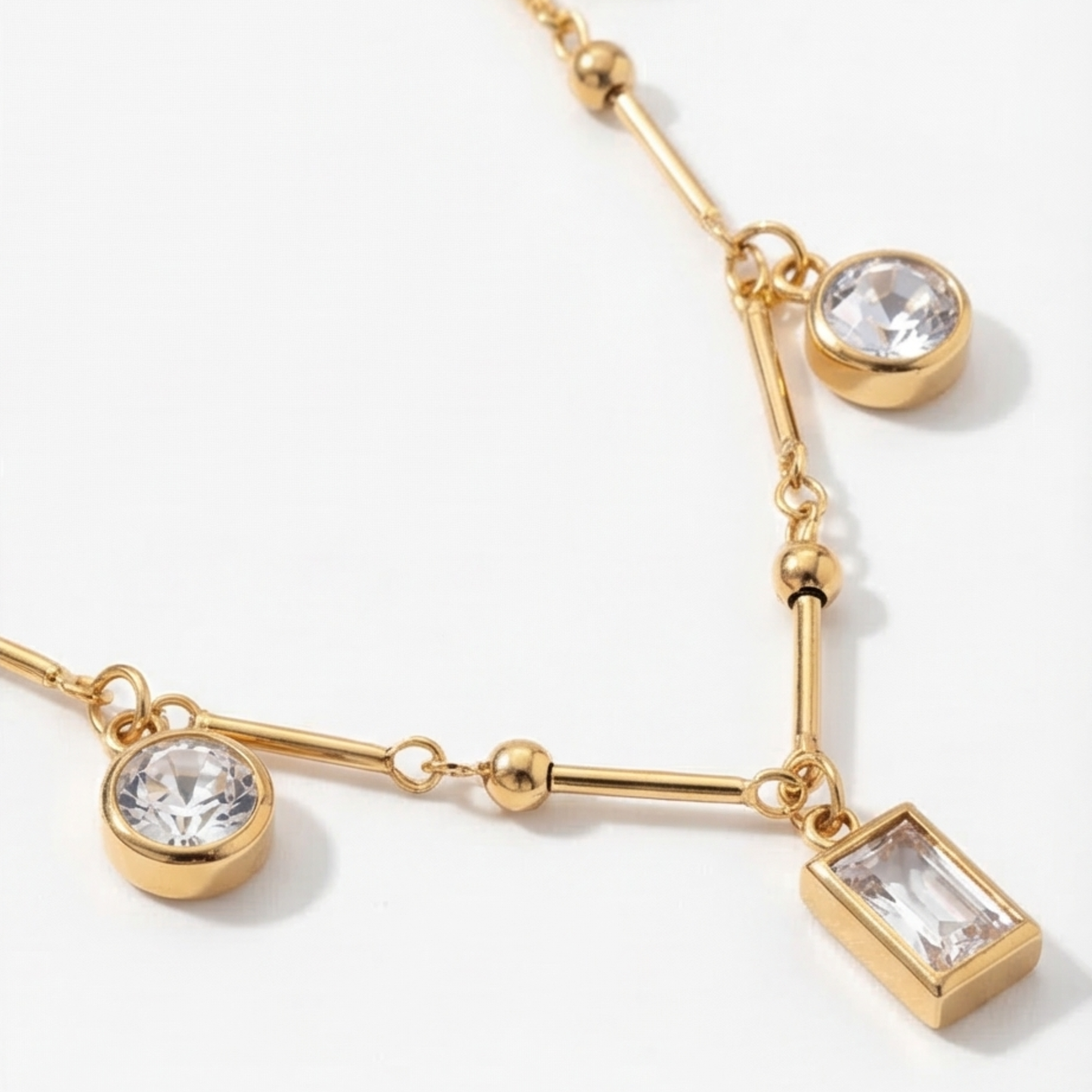 Stainless Steel-18k Gold plated charms necklace