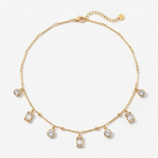 Stainless Steel-18k Gold plated charms necklace