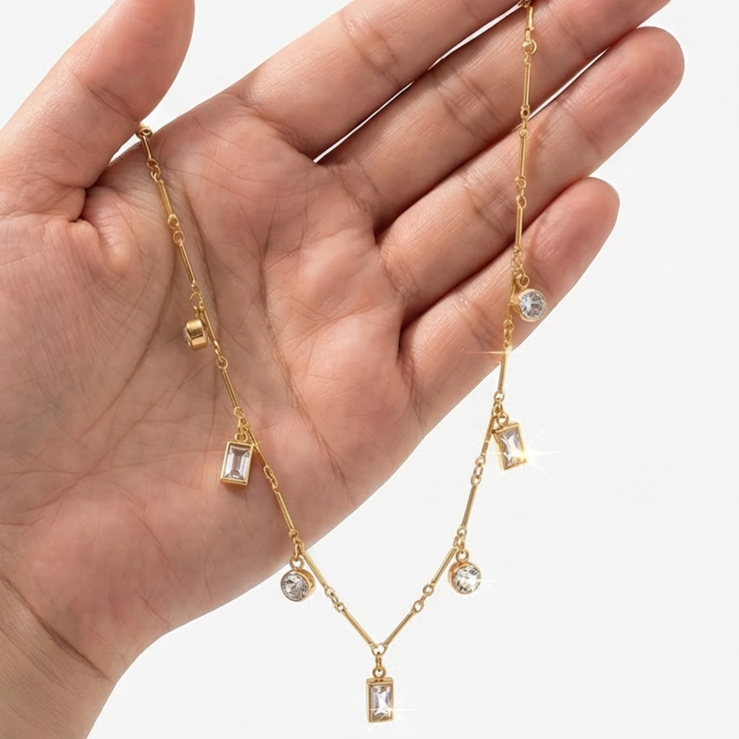 Stainless Steel-18k Gold plated charms necklace