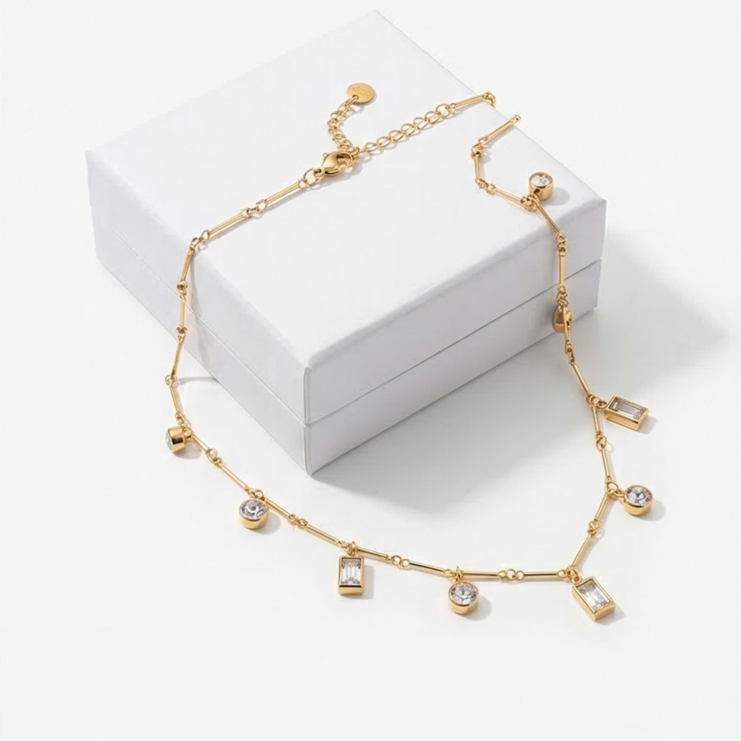 Stainless Steel-18k Gold plated charms necklace