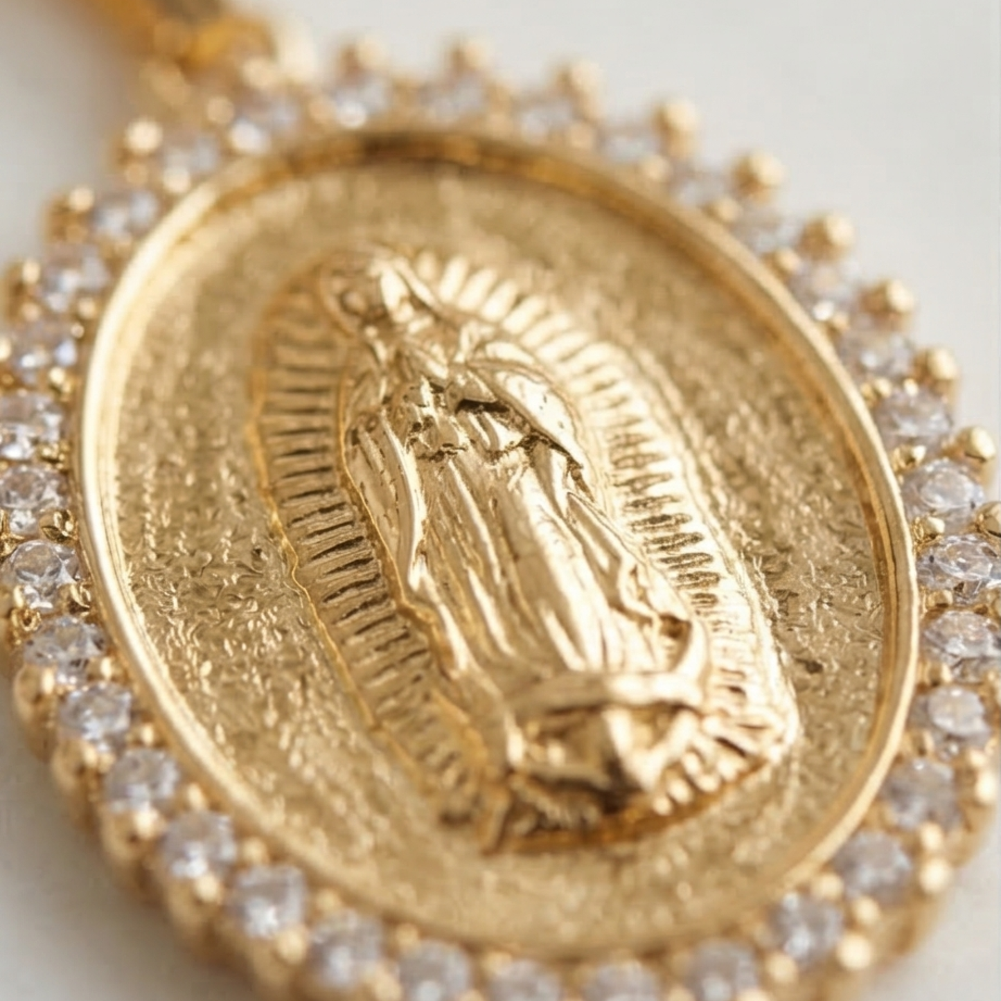 Stainless steel Necklace, Mary virgen pendant. gold plated, Unisex