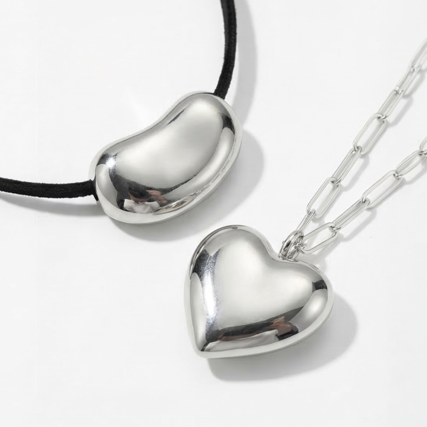 Set 2 pcs Stainless steel chain necklaces with charms