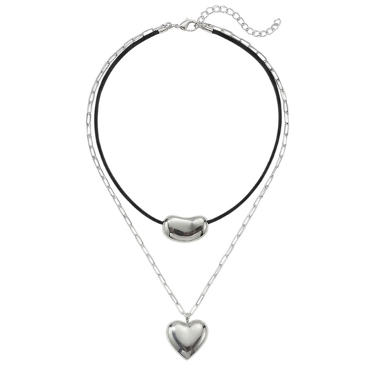 Set 2 pcs Stainless steel chain necklaces with charms