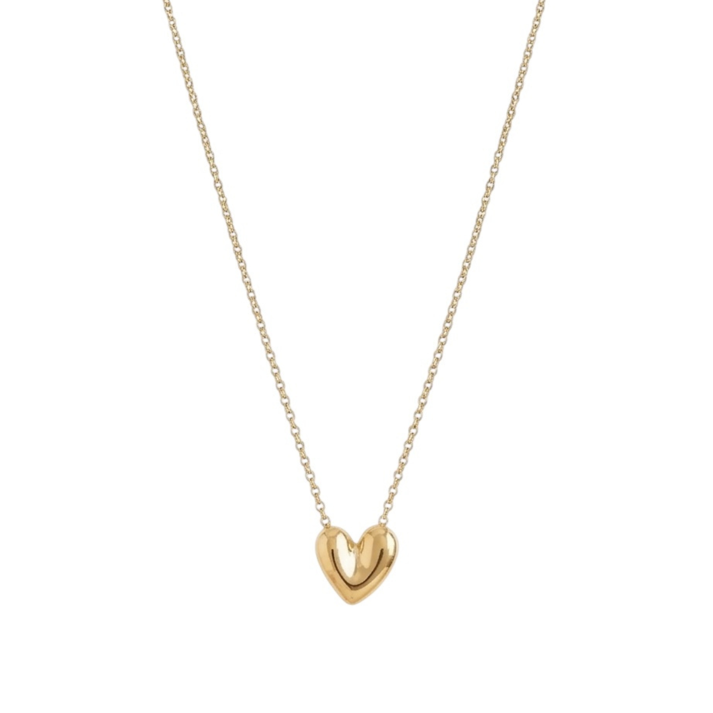 Sterling Silver Cable Chain Necklace with Heart Charm