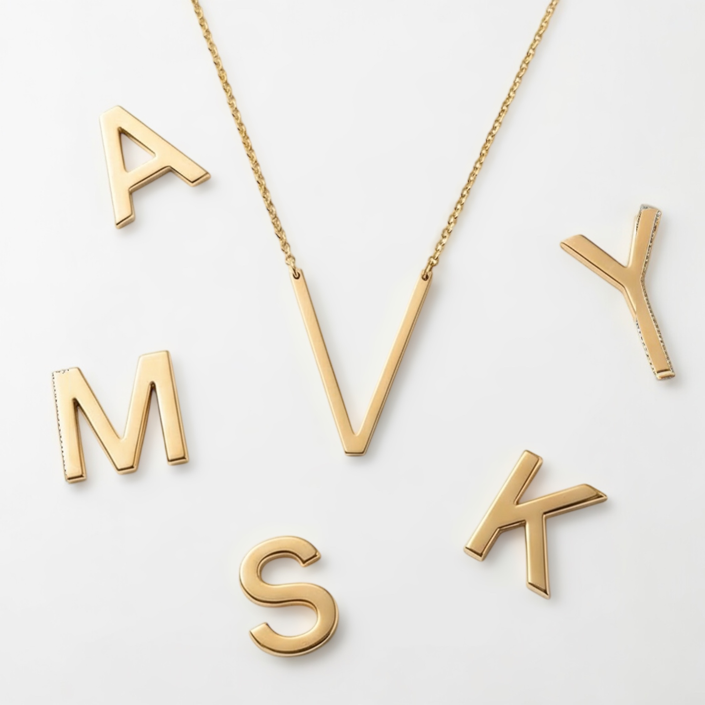 Gold-Plated Stainless Steel Necklace with initial letter Pendant