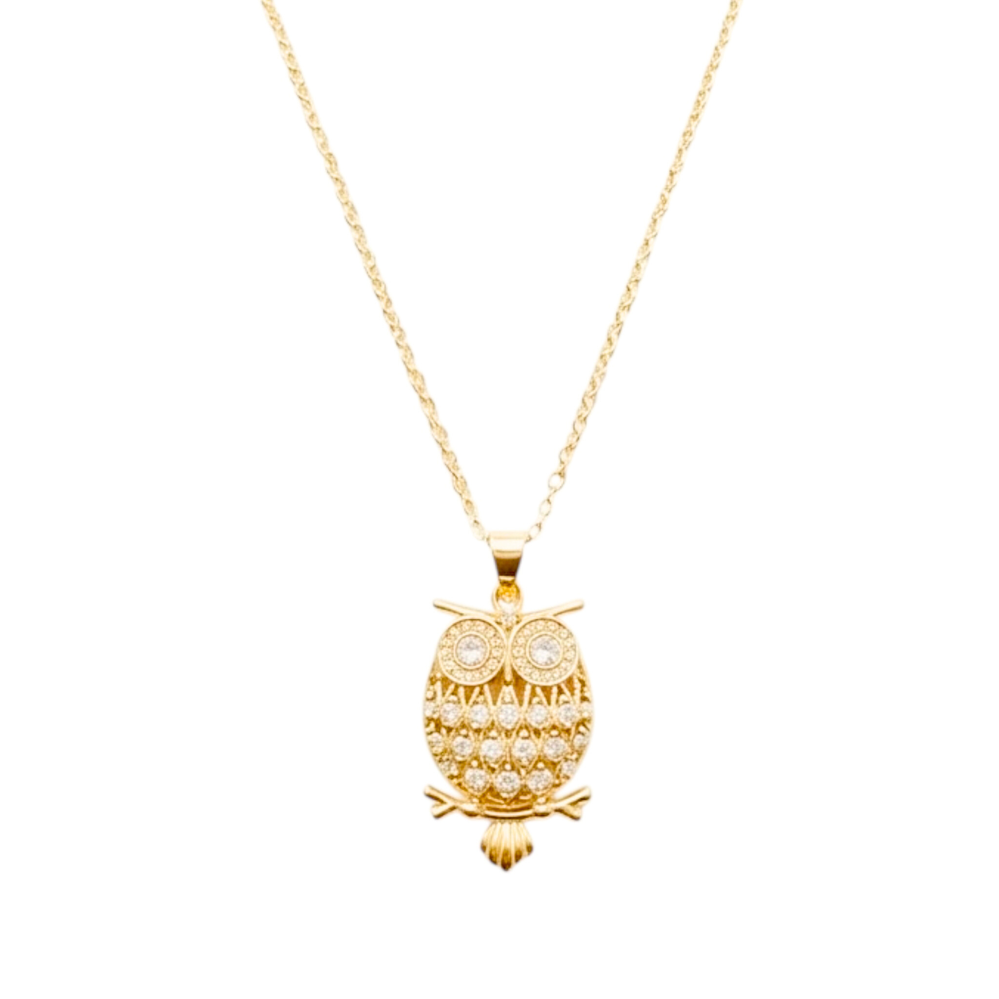 18k Gold Plated Chain with Enchanting Owl Zircon Inlay Pendant