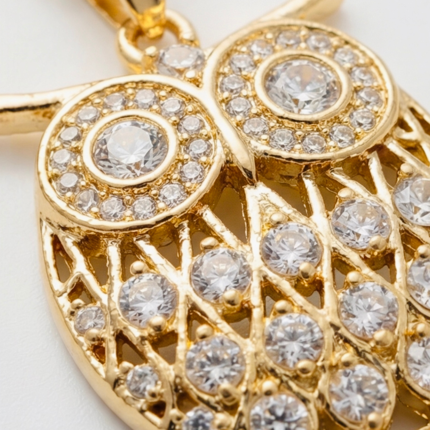 18k Gold Plated Chain with Enchanting Owl Zircon Inlay Pendant