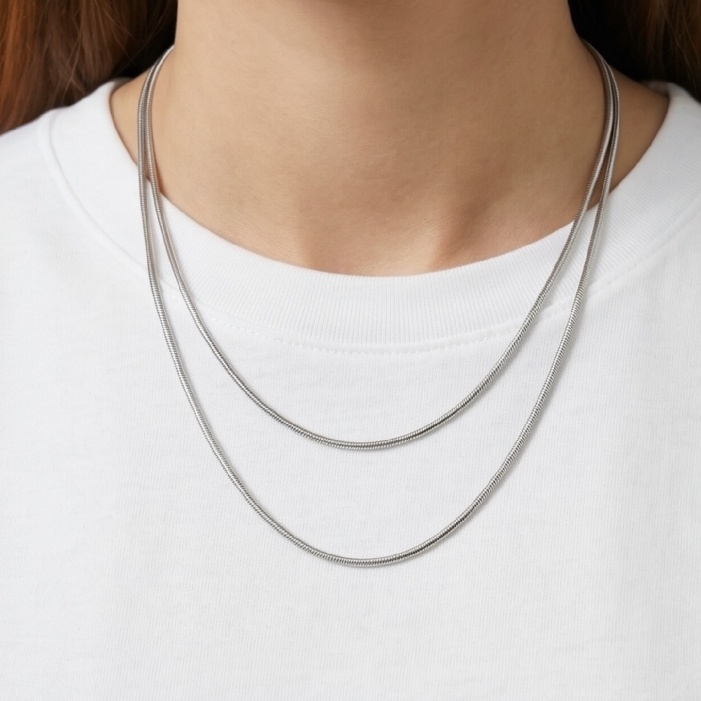 Layered Necklace Silver-Plated Stainless Steel base