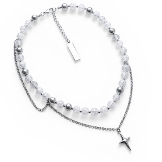 Funky Double Chain Titanium Steel Necklace with Adjustable Chain