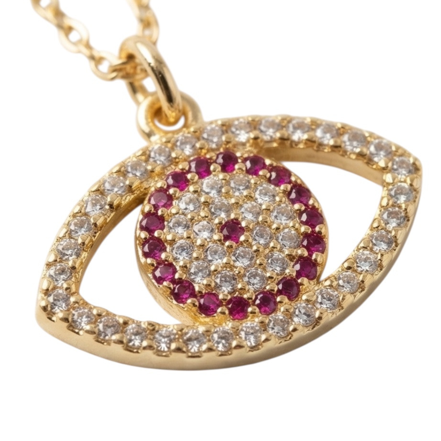 Evil Eyes Pendant Chain with Zircon Inlay