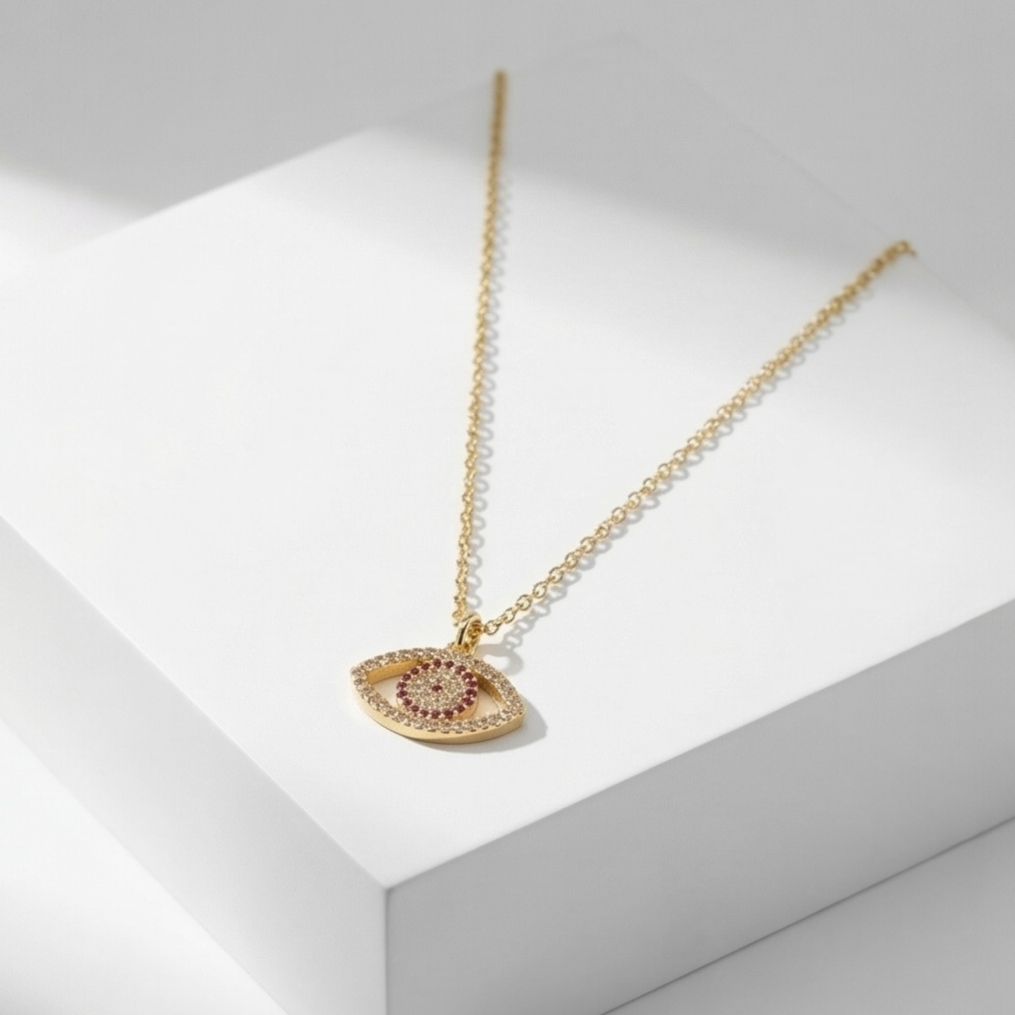Evil Eyes Pendant Chain with Zircon Inlay
