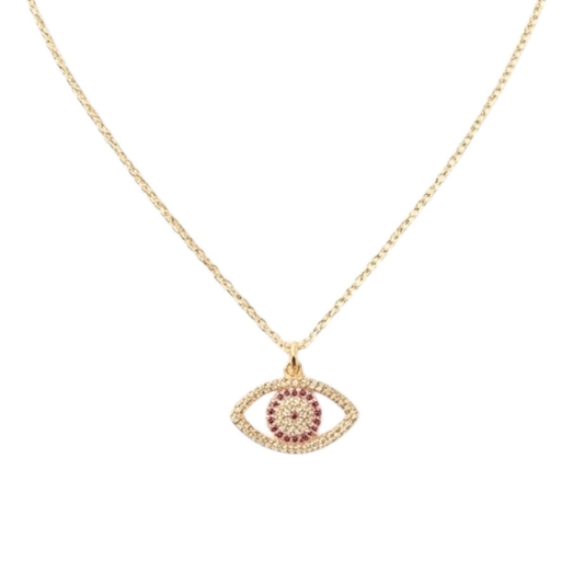 Evil Eyes Pendant Chain with Zircon Inlay