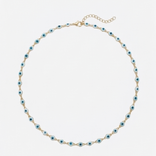Blue-stainless steel Evil Eye Necklace