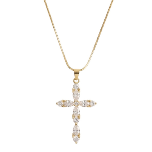 18k Gold Plated Copper Chain with Cross Pendant