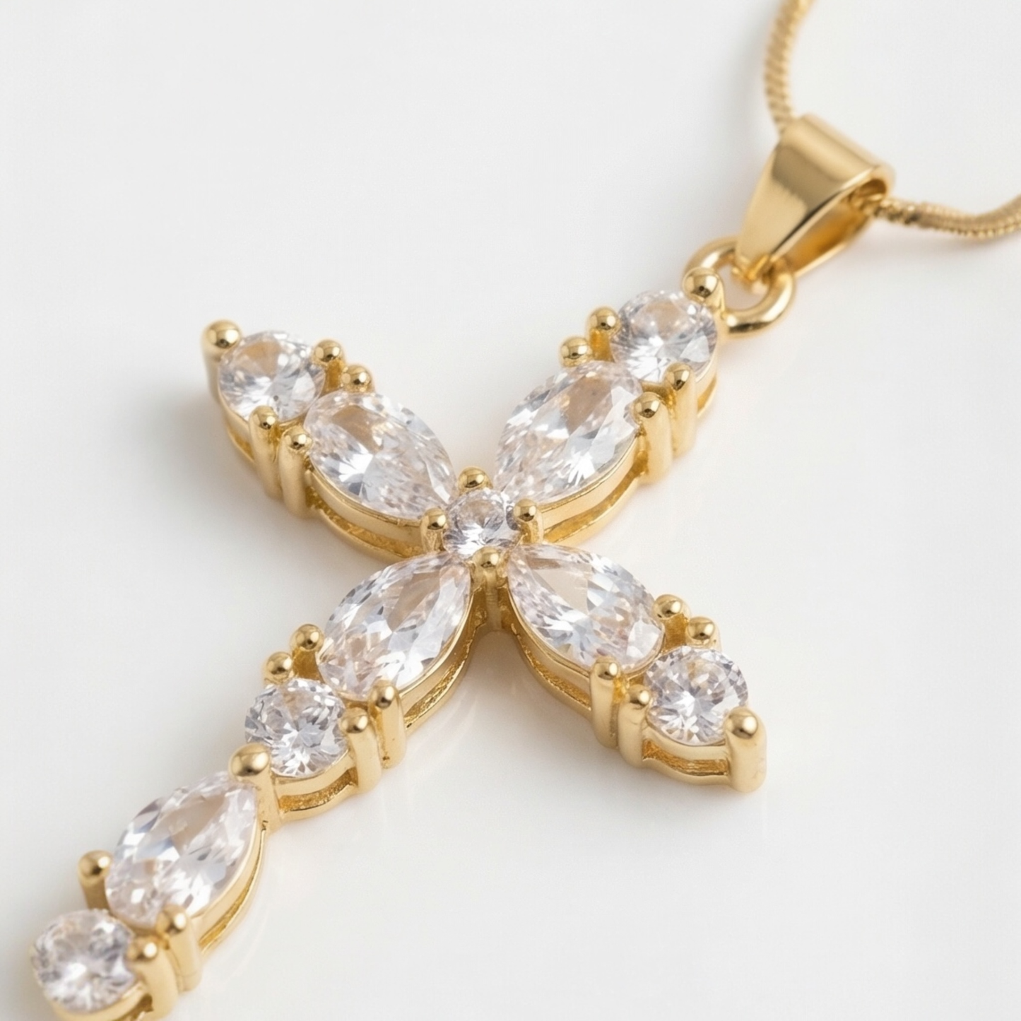 18k Gold Plated Copper Chain with Cross Pendant