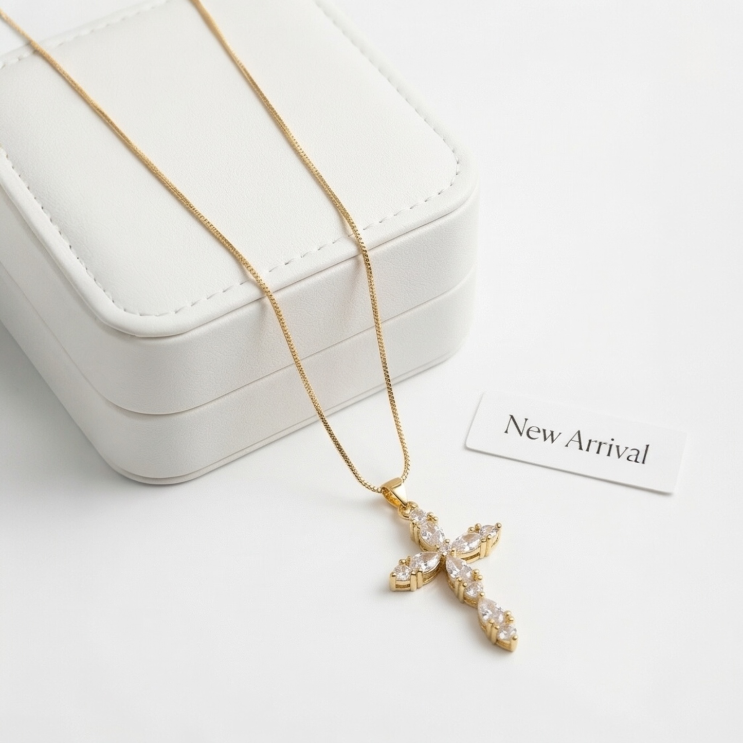 18k Gold Plated Copper Chain with Cross Pendant