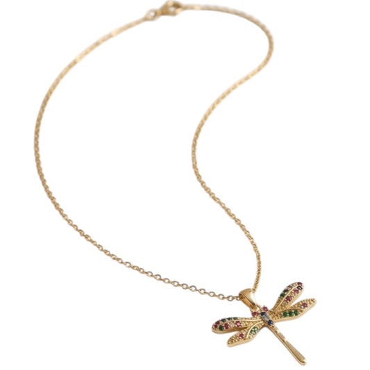 Gold Plated Copper Chain with Dragonfly Pendant