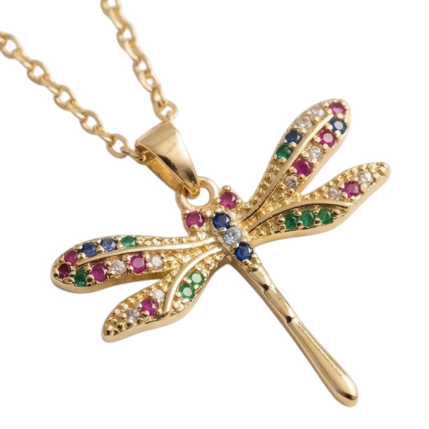 Gold Plated Copper Chain with Dragonfly Pendant