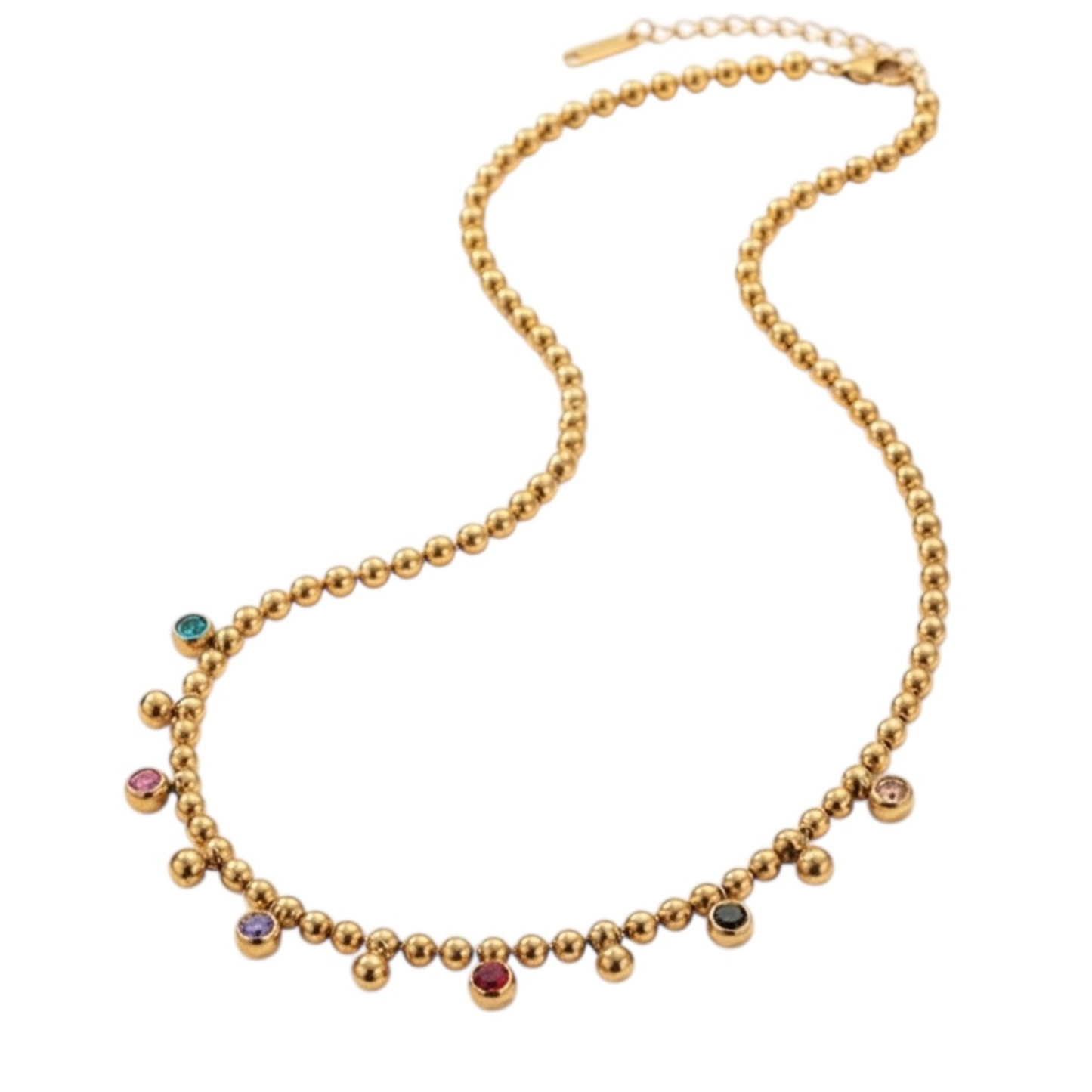 Chic Necklace 18K Gold-Plated Stainless Steel, artificial Rhinestones