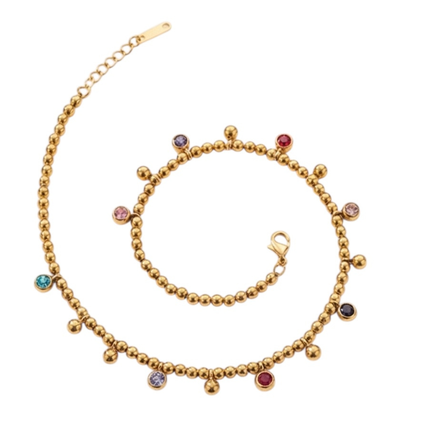 Chic Necklace 18K Gold-Plated Stainless Steel, artificial Rhinestones
