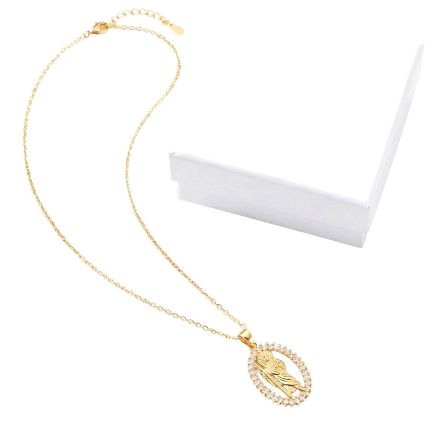 Religious pendant necklace, unisex, 18k gold plated, copper: