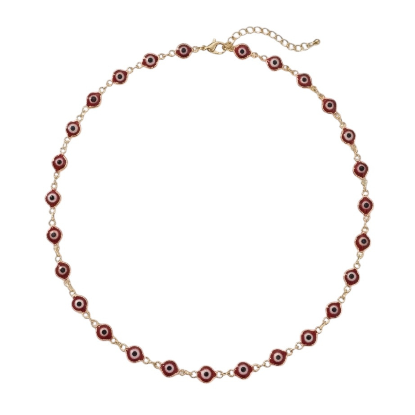 Gold-Plated Stainless Steel Red Evil Eye Necklace