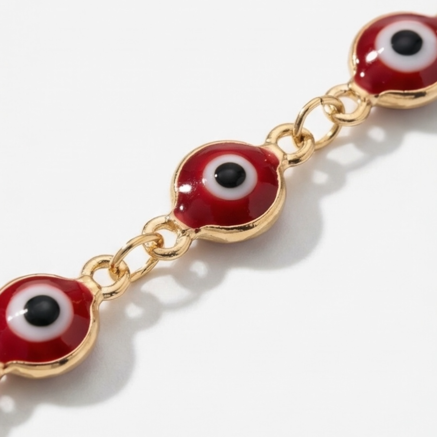 Gold-Plated Stainless Steel Red Evil Eye Necklace