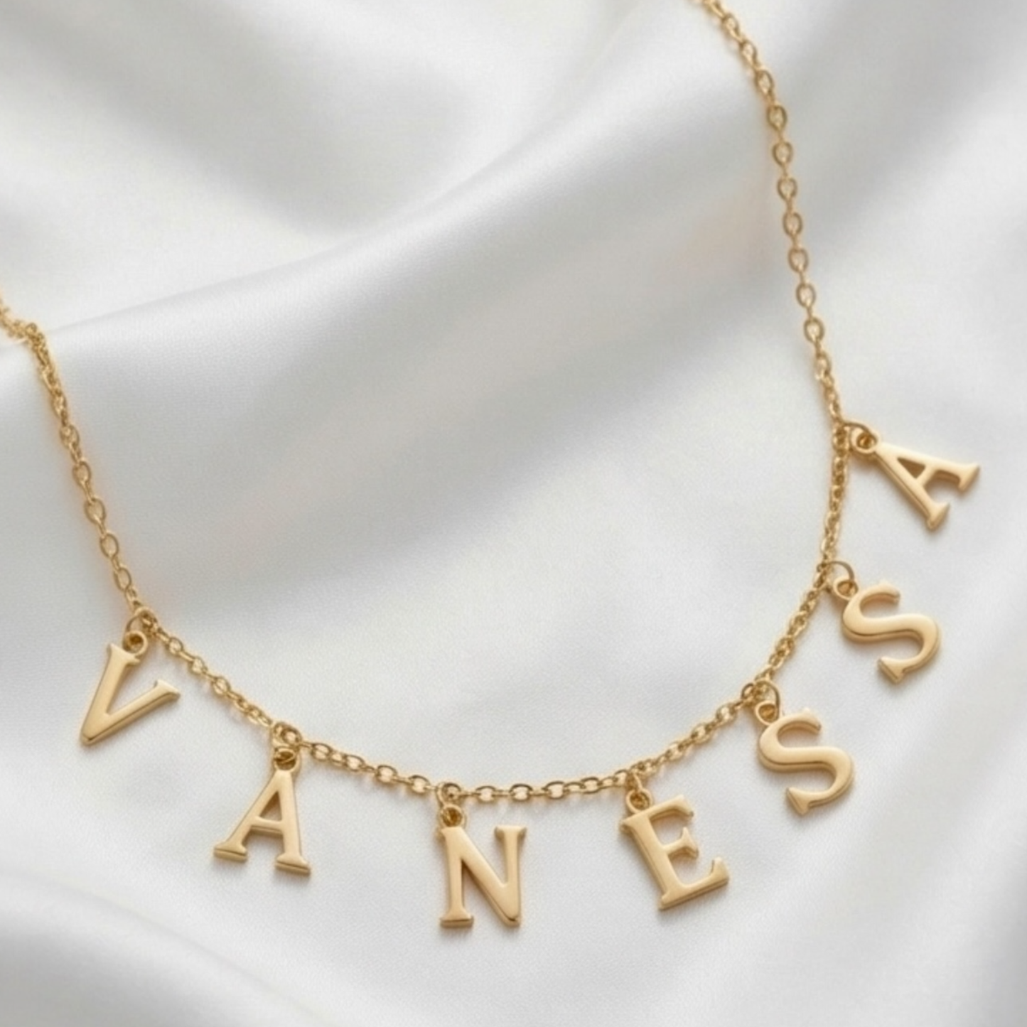 Gold-Plated Thin Chain Necklace with Personalized Charm
