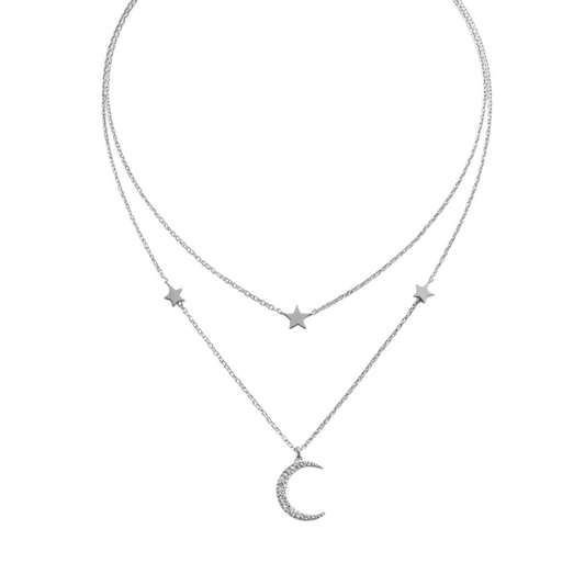 Doble layered 925 Sterling Silver necklace