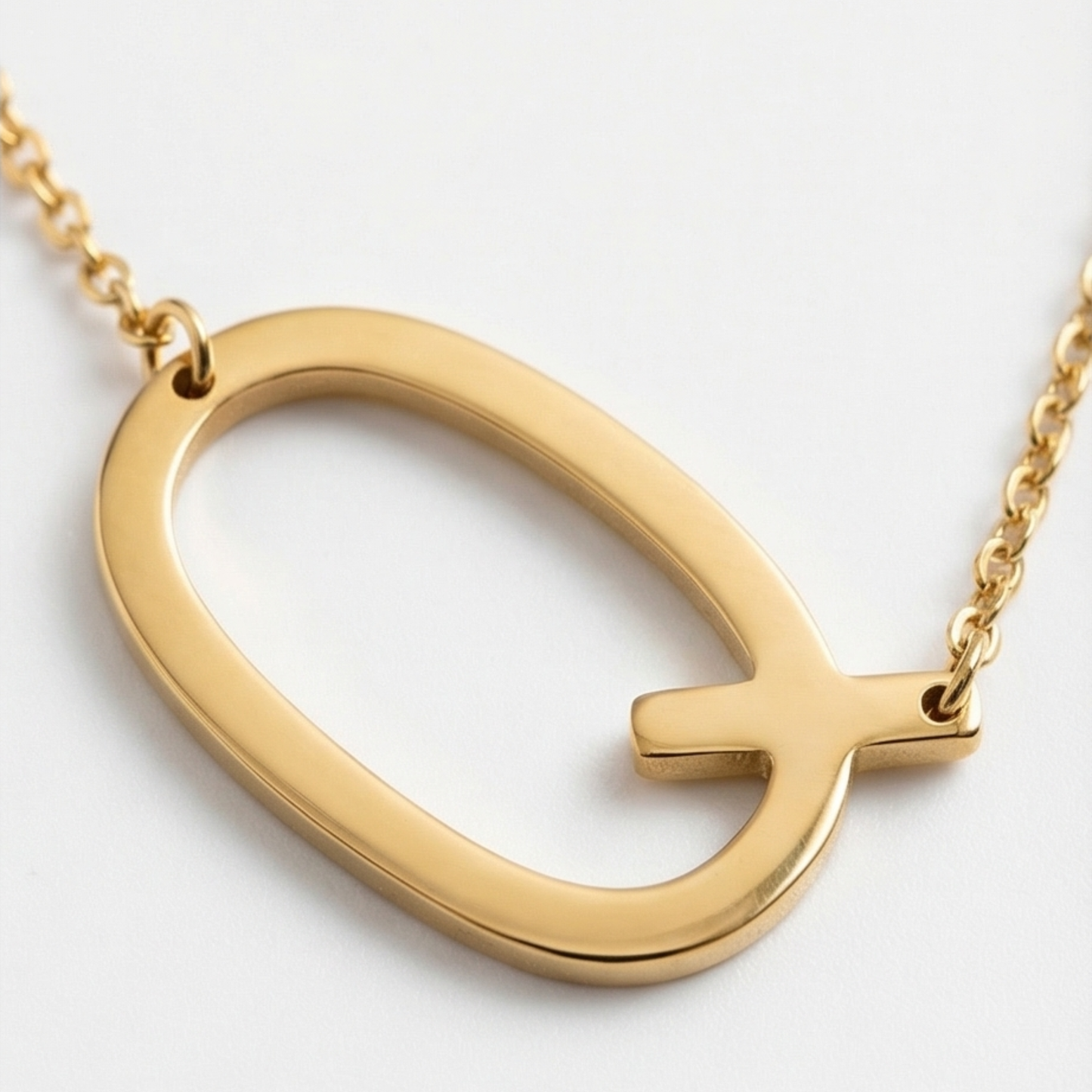Gold-Plated Stainless Steel Necklace with initial letter Pendant