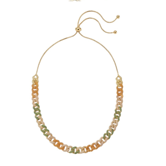 Adjustable Gold plated Necklace Zircon Inlay