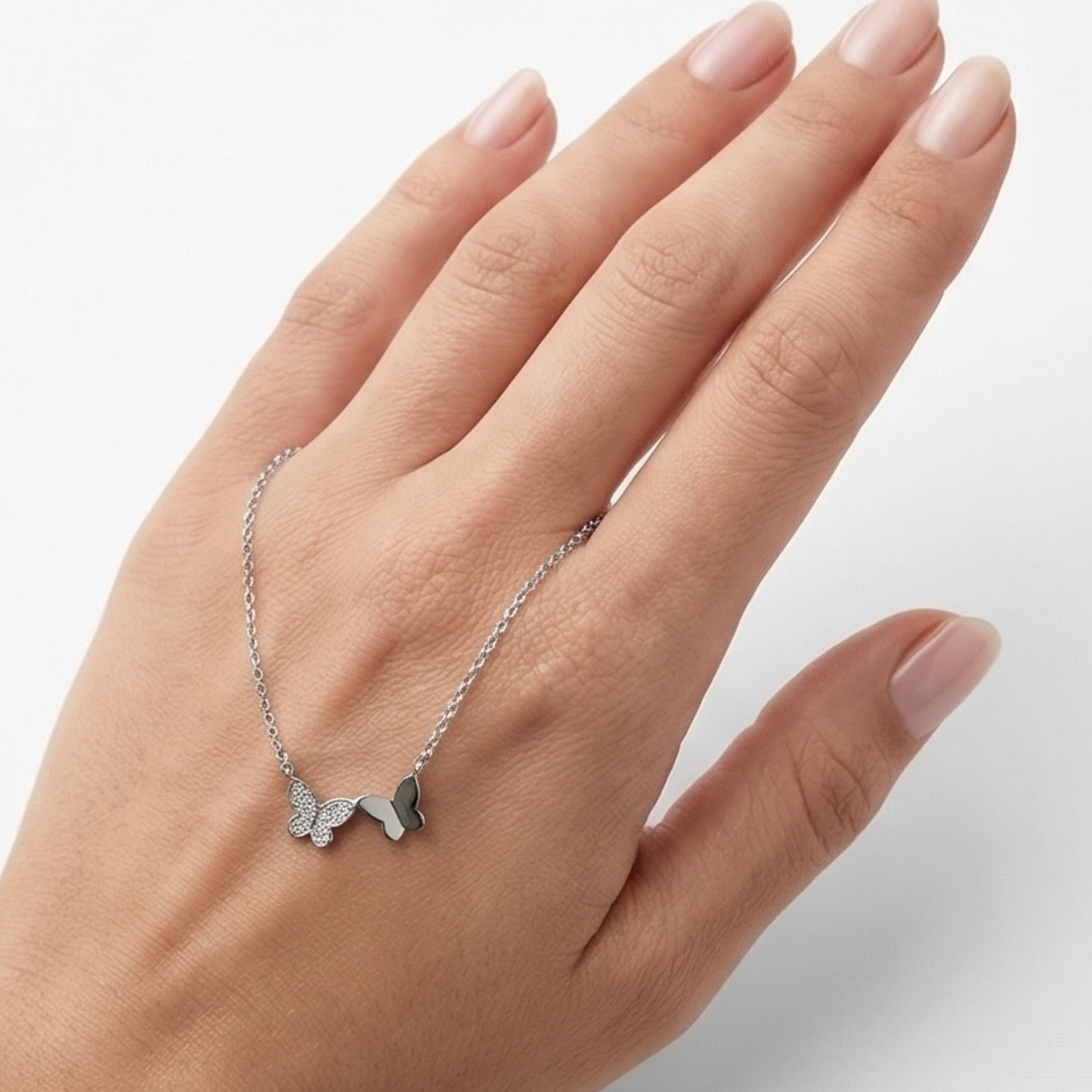 .925 Sterling Silver Butterfly Chain Necklace
