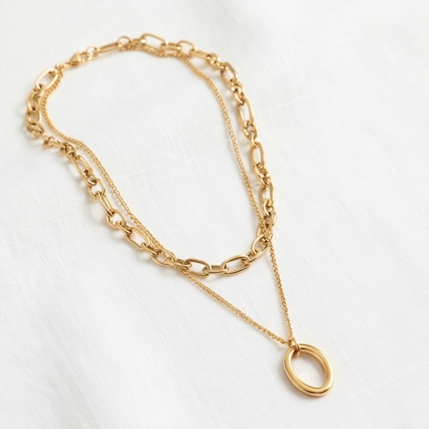 Gold Plated Stainless Steel Layered Necklace