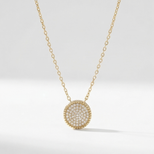 Round Sterling Silver Zircon Pendant Necklace