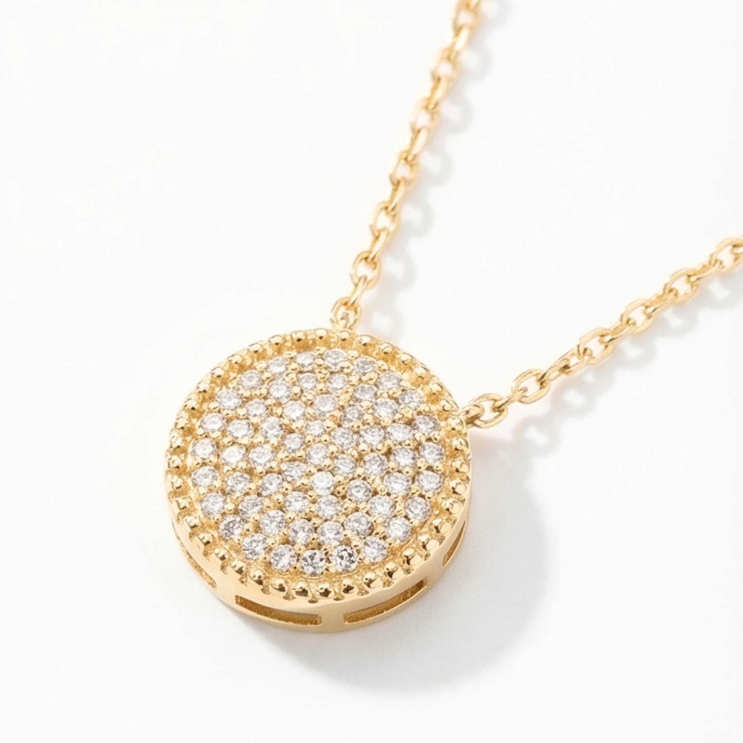Round Sterling Silver Zircon Pendant Necklace