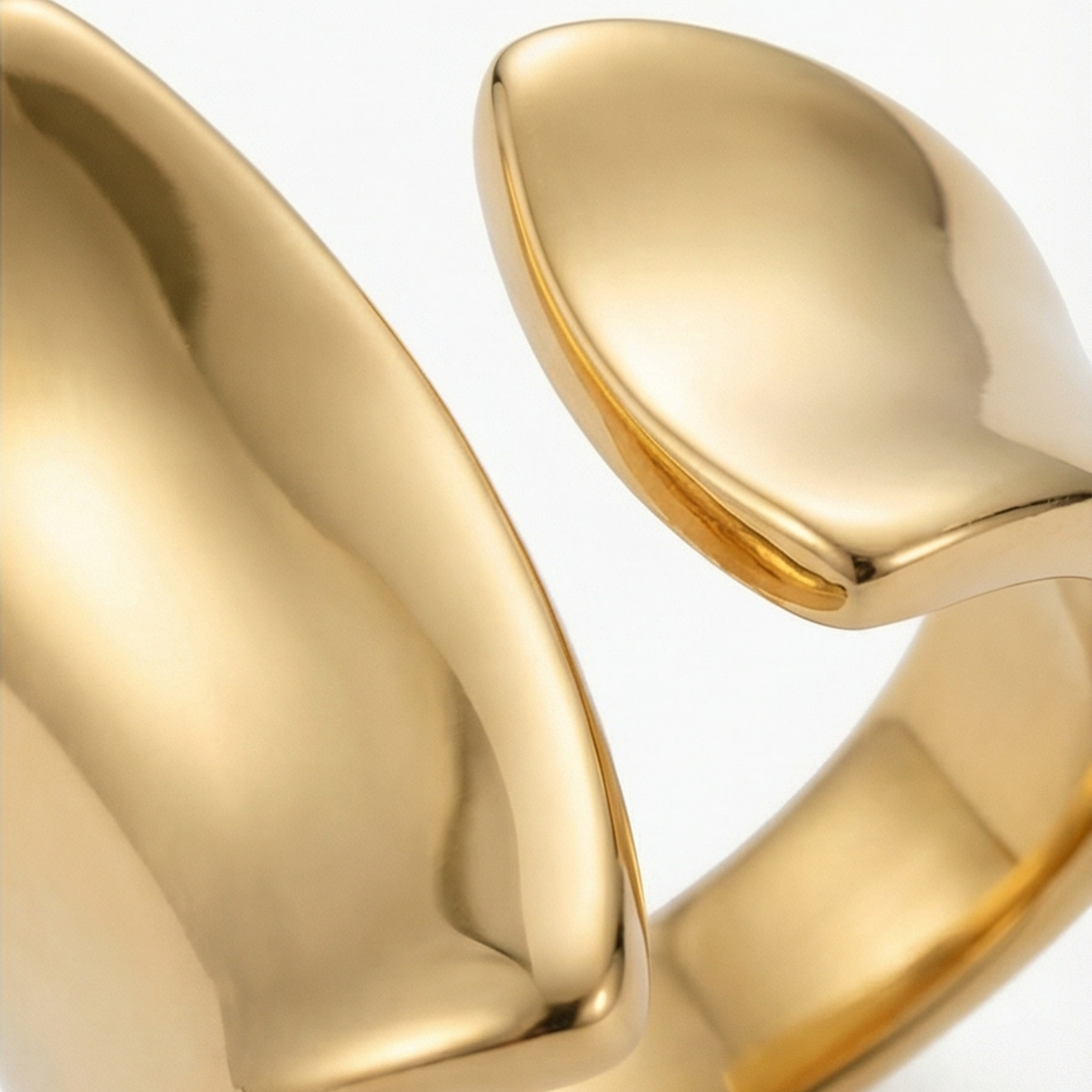 Asymmetrical Stainless Steel Ring with 14k Gold Plating