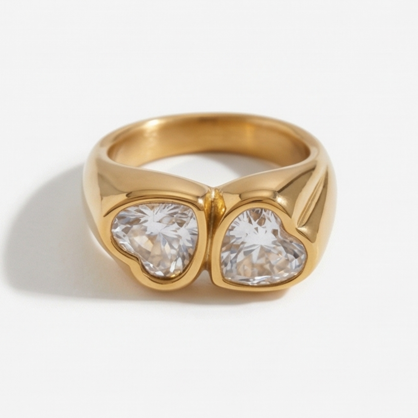Simple-style ring, plated in 14k gold over stainless steel base