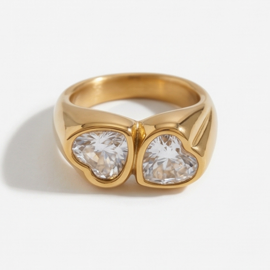 Simple-style ring, plated in 14k gold over stainless steel base