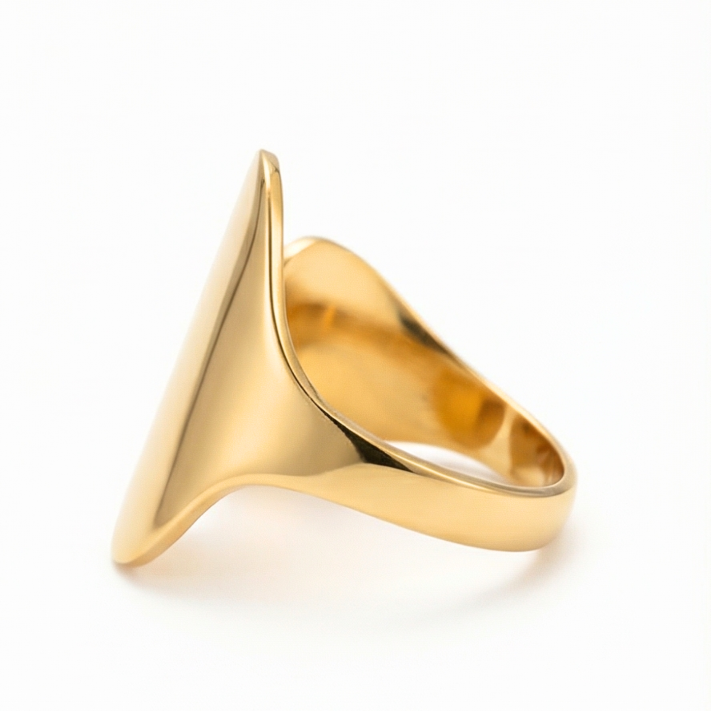 Adjustable Stainless Steel Cuff Ring, 14k Gold Plated