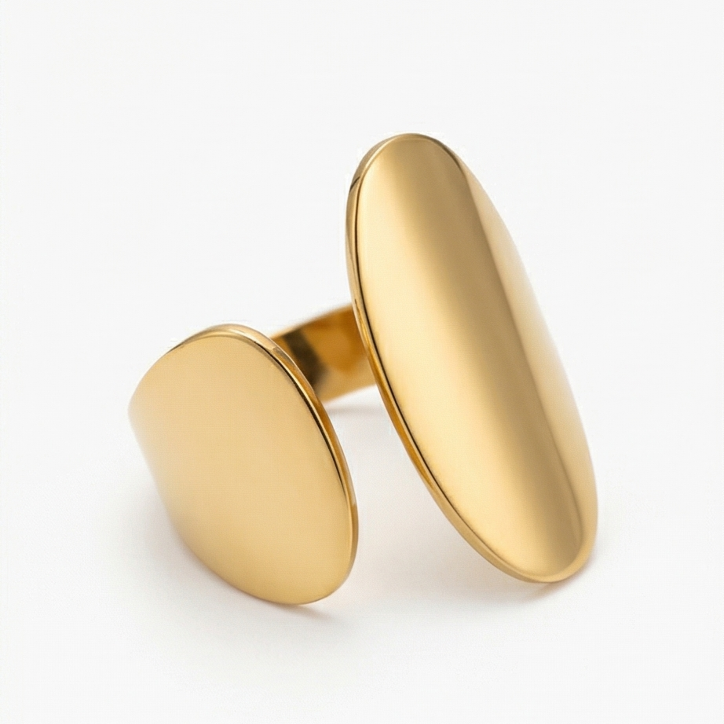 Adjustable Stainless Steel Cuff Ring, 14k Gold Plated