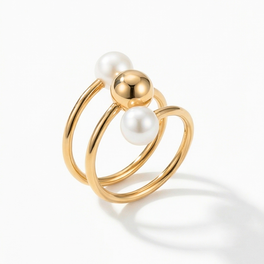 Doble circle 14k gold plated, stainless steel ring