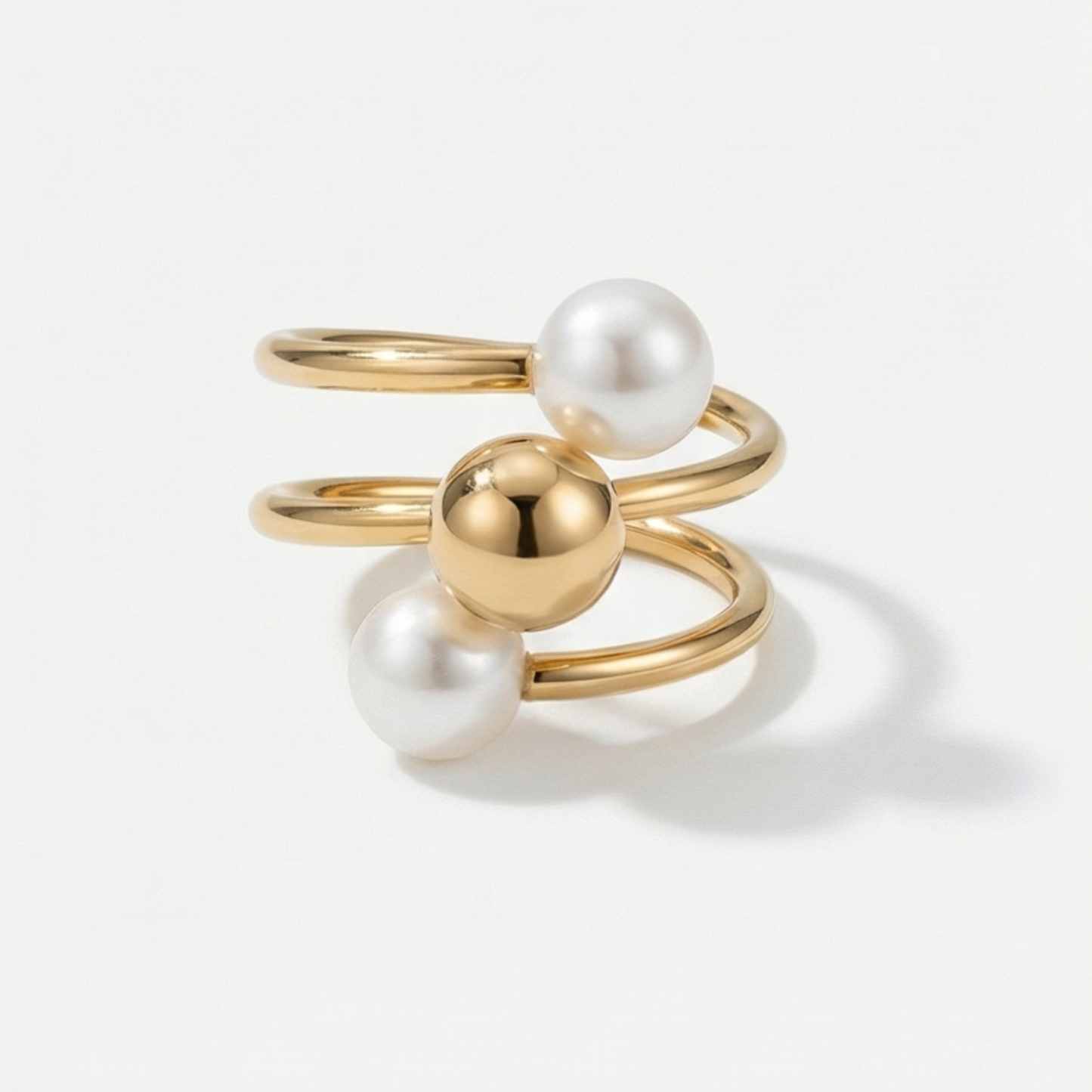 Doble circle 14k gold plated, stainless steel ring