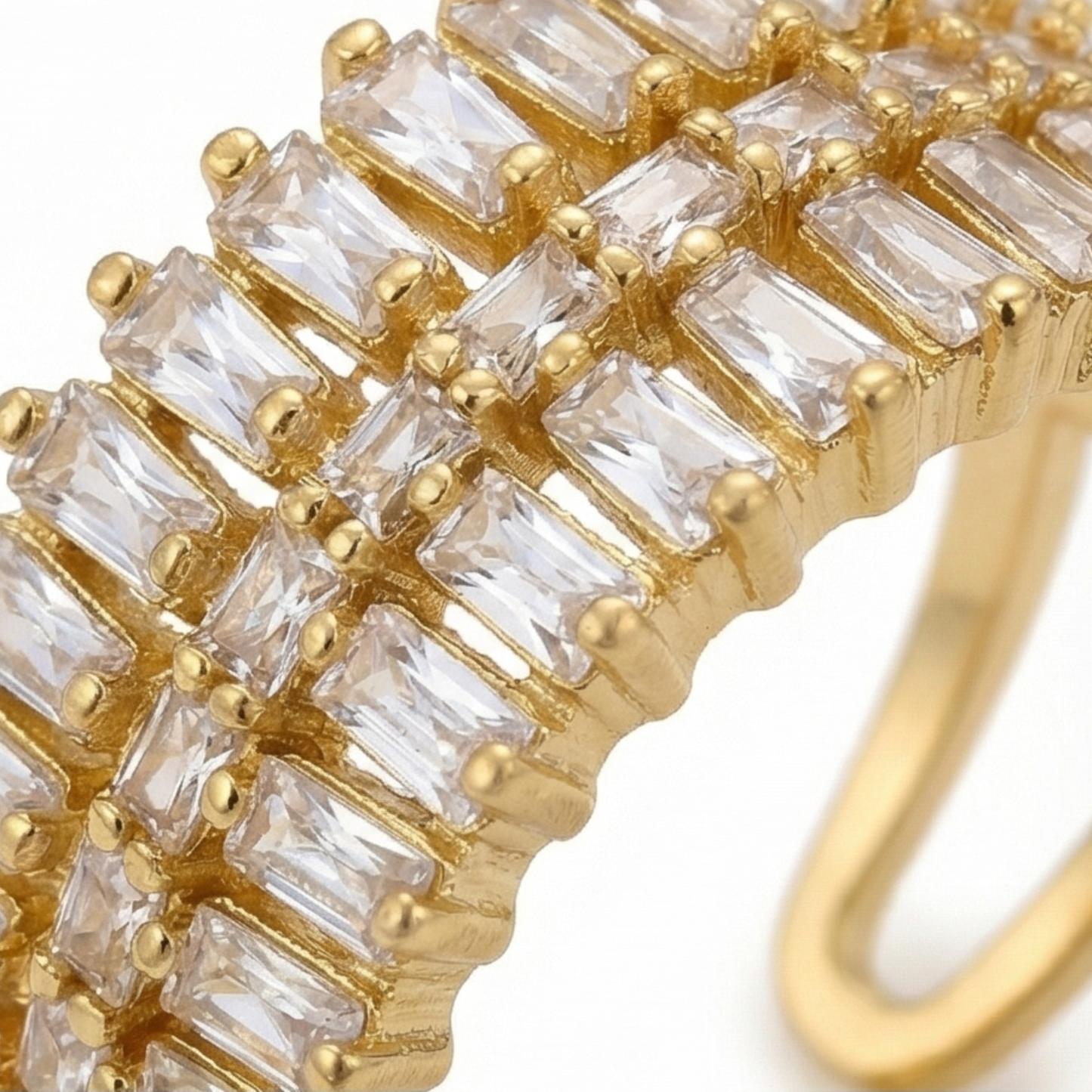 18K Gold-Plated Ring, Copper with White Crystal Adornment