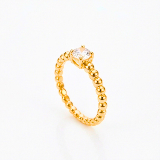 Round-shaped ring, plated in 14k gold, stainless steel