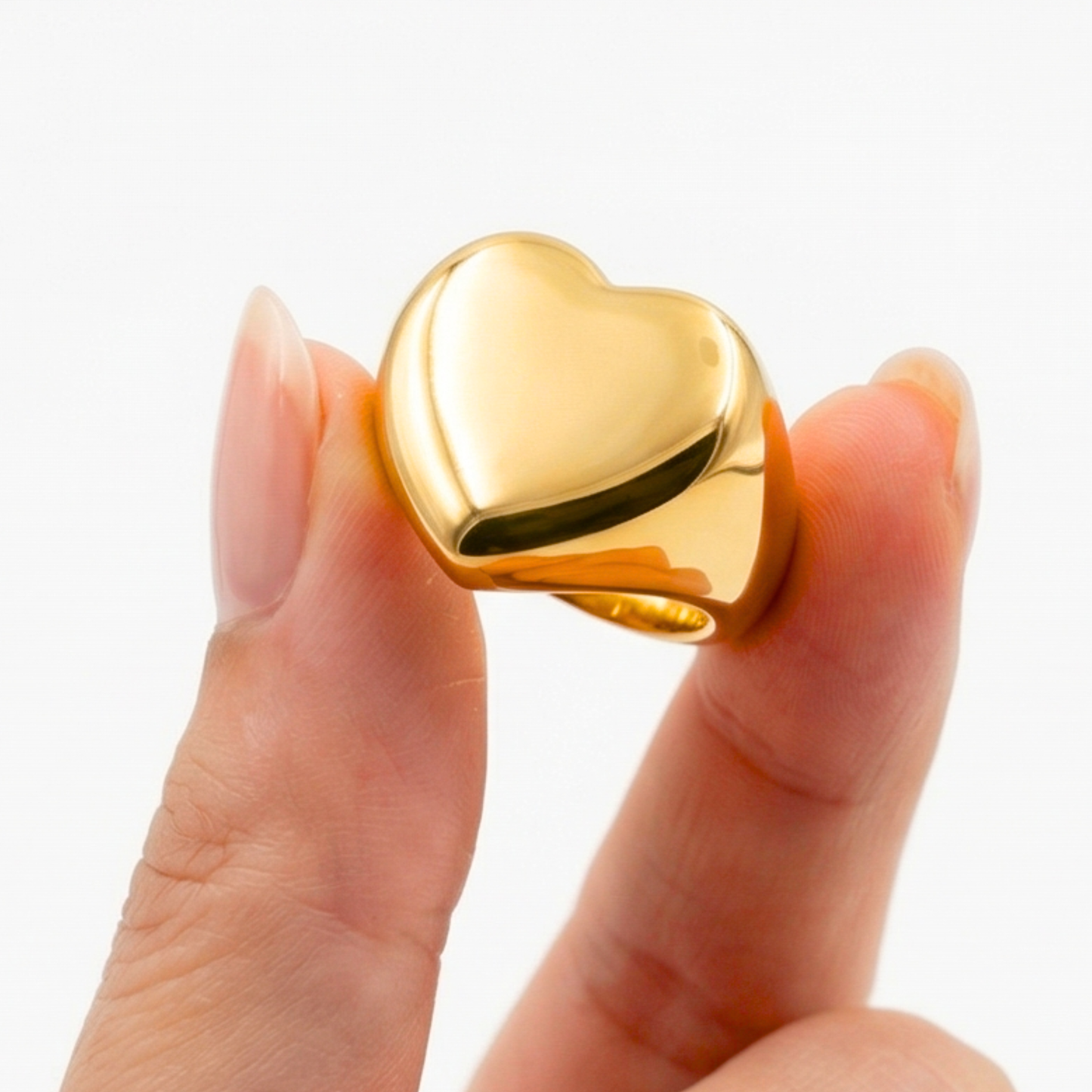 Heart-shaped plated in 14k gold over stainless steel ring