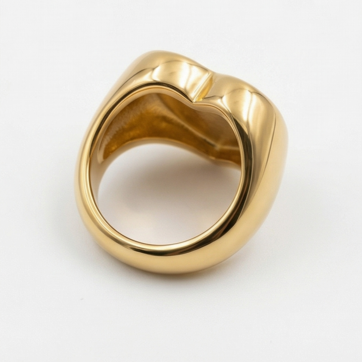 Heart-shaped plated in 14k gold over stainless steel ring