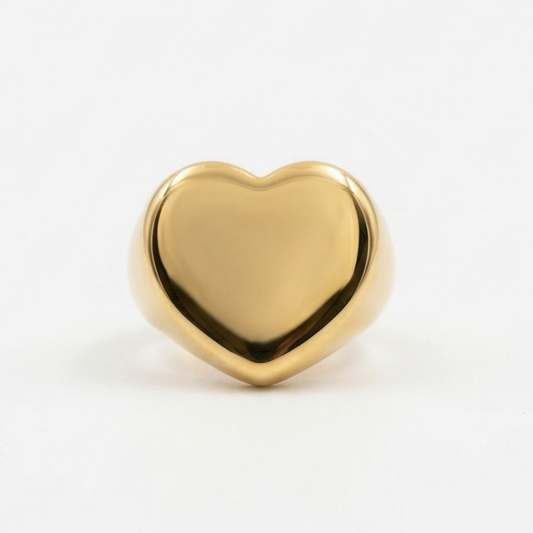 Heart-shaped plated in 14k gold over stainless steel ring