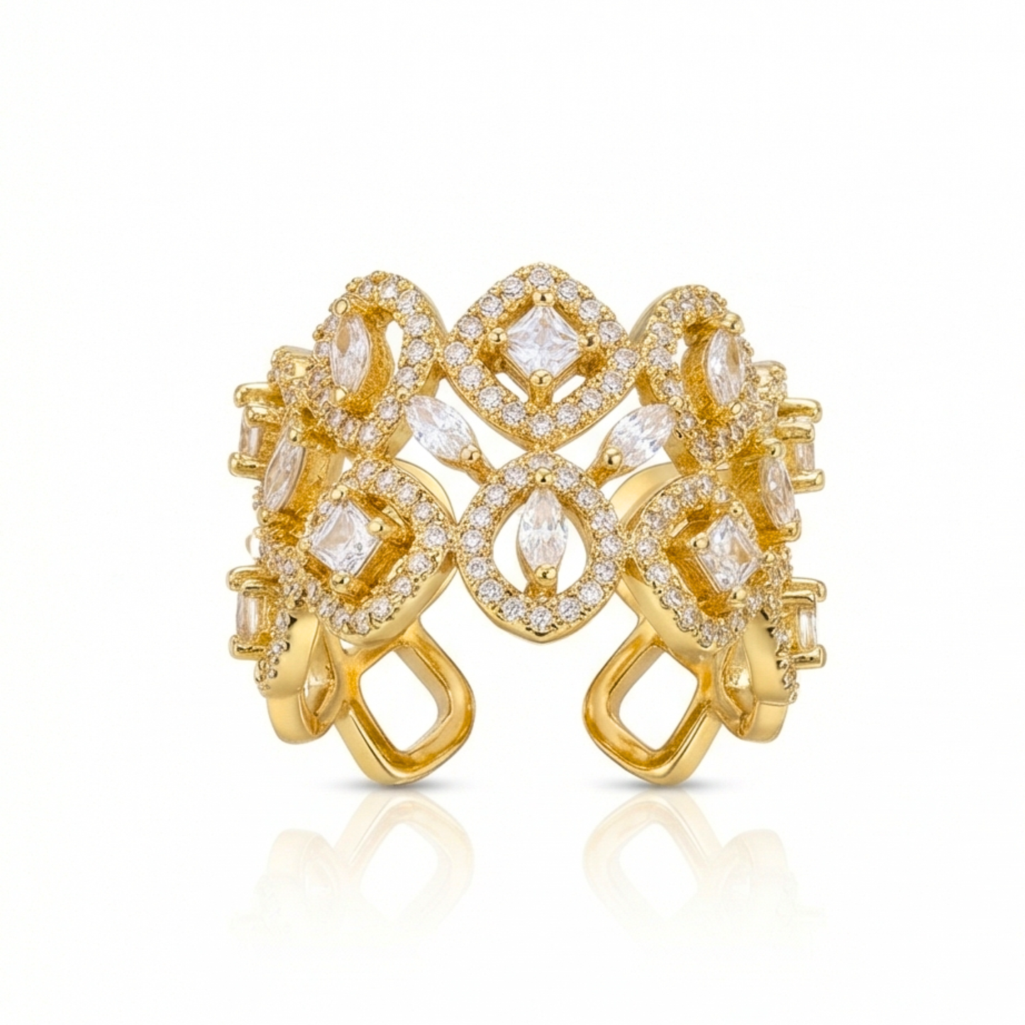 18K Gold-Plated Zircon Inlay ring