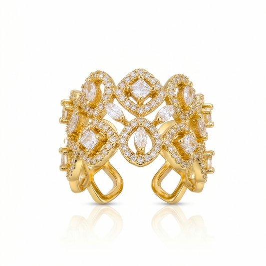 18K Gold-Plated Zircon Inlay ring